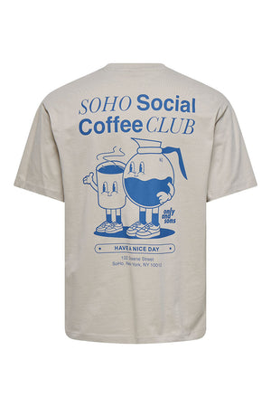 ONLY & SONS Fred Relaxed Fit Coffee Club Tee Silver Lining