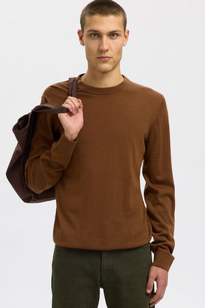 Selected Tray LS Merino Knit Crew Neck Soft Silt