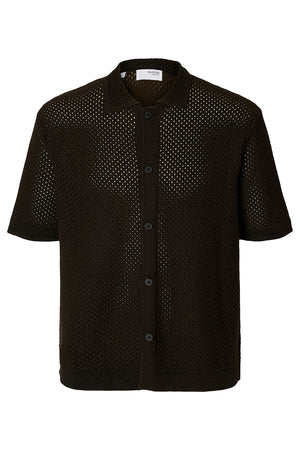 Selected Ginger SS Knit Relaxed Fit Polo Black