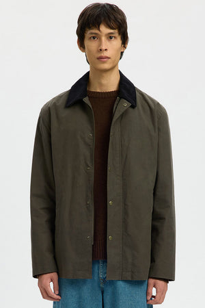 Selected Walter Waxed Cotton Jacket Grape Leaf
