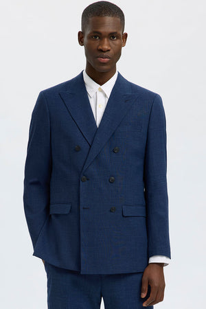 Selected Oasis Linen DB Blazer Dark Navy