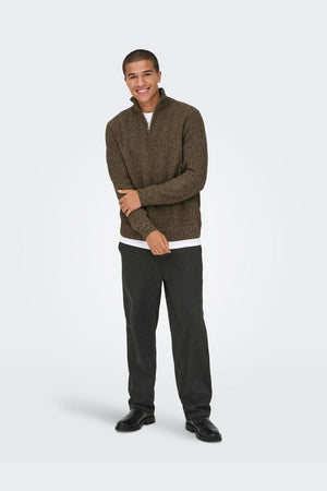 ONLY & SONS Join Reguler Fit High Neck Knit Walnut