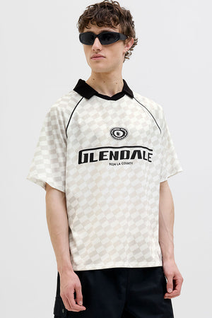 Jack & Jones Retreat AOP Mesh Open Collar Polo SS Cloud Dancer