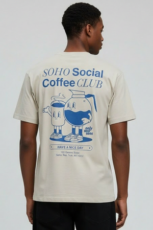 ONLY & SONS Fred Relaxed Fit Coffee Club Tee Silver Lining