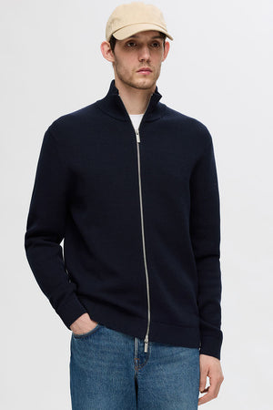 Selected Dane Structure Knit Full Zip Sky Captain
