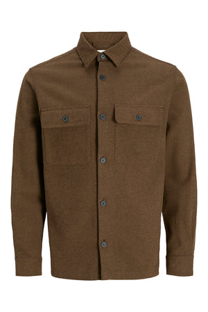 Jack & Jones Rayle Melange Solid LS Overshirt Malt Ball