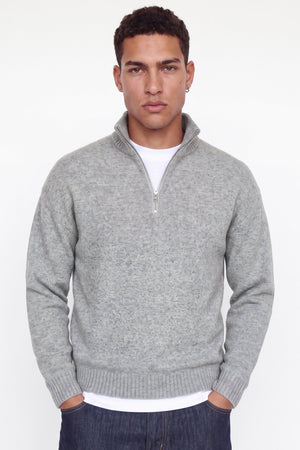 Jack & Jones Soho Ollie Knit Half Zip SN Light Grey Melange