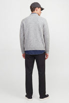 Jack & Jones Soho Ollie Knit High Neck Zip Car Light Grey Melange