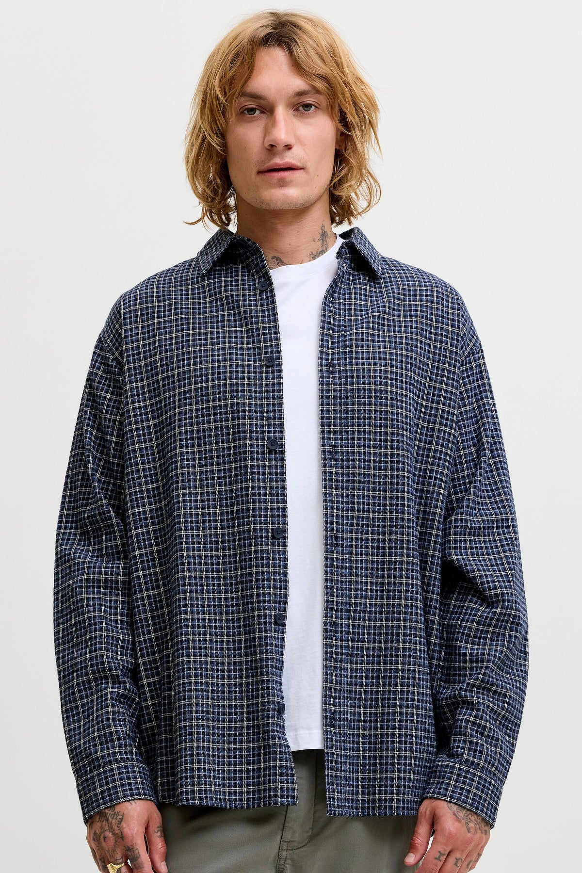 Jack & Jones Carter Check Shirt LS SN Navy Blazer