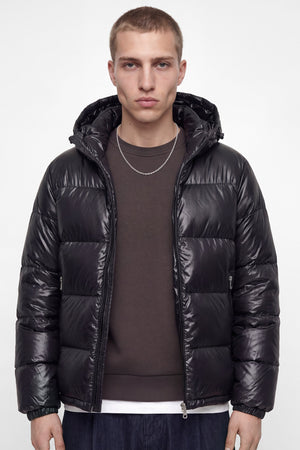 Jack & Jones Club Shiny Puffer Jacket Black
