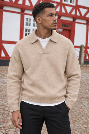 Jack & Jones Soho Ollie Knit Split Neck Atmosphere