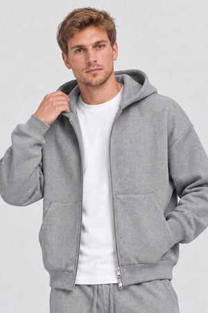 ONLY & SONS Goyle Box Fit Scuba Zip Hoodie Medium Grey Melange