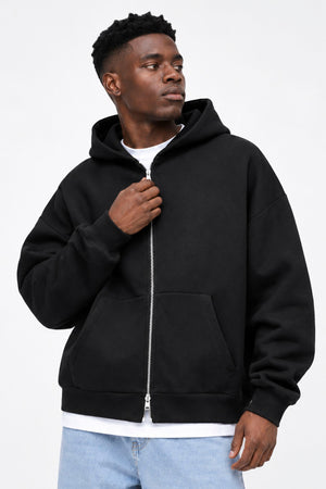 ONLY & SONS Goyle Box Fit Scuba Zip Hoodie Black
