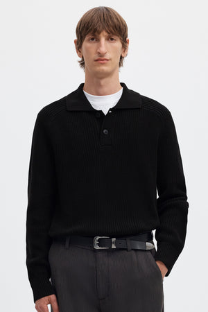 Selected Men Pim Knit Polo Camp Black