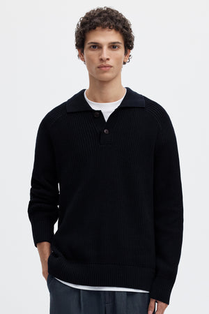 Selected Men Pim Knit Polo Camp Sky Captain