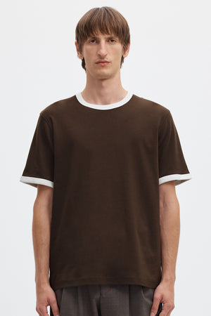 Selected Taj Ringer Mid Peach O-Neck Tee Delicioso