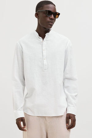 Jack & Jones Summer Half Placket Shirt Ls White