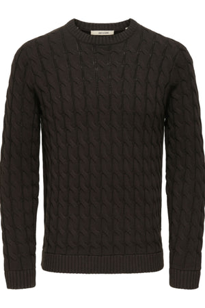 Only & Sons Kicker Cable Knit Crew Neck Coffee Bean