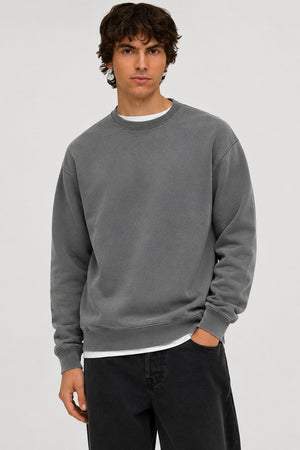 Only & Sons Larry Eflow Rlx LS Washed Crew Sweat Grey Pinstripe