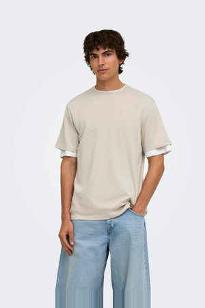 Only & Sons Caspian Airflex SS Reg Tee Silver Lining
