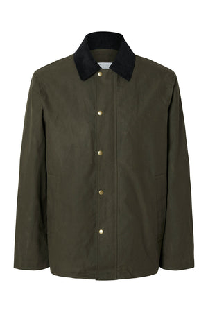 Selected Walter Waxed Cotton Jacket Grape Leaf