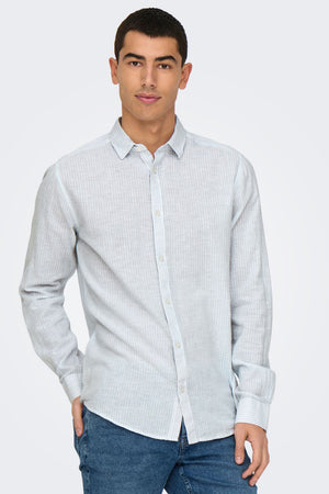 ONLY & SONS Caiden LS Stripe Linen Shirt Cashmere Blue