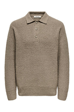 ONLY & SONS Dale Relaxed Fit Polo Knit Walnut