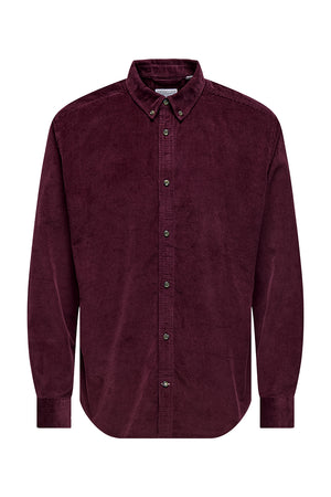 ONLY & SONS Michael Regular Fit Stretch Cord Shirt LS Port Royale