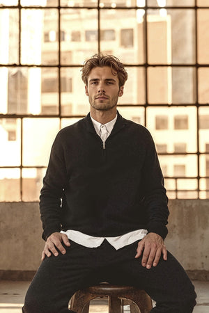 Clean Cut Copenhagen Claude Half-Zip Knit Black