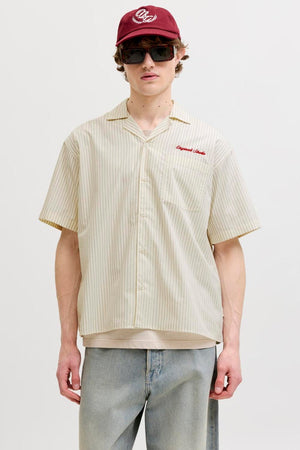 Jack & JonesMenton Poplin Stripe Resort Shirt SS Cloud Dancer