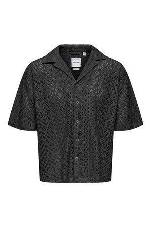 ONLY & SONS Novak Relax Resort SS Lace Shirt Black