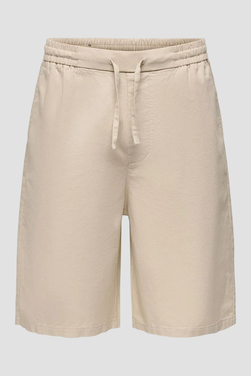 Only & Sons ONSDAVES Wide-Leg Cotton-Linen Shorts – Silver Lining