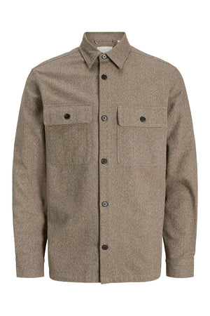 Jack & Jones Rayle Melange Solid LS Overshirt Ermine