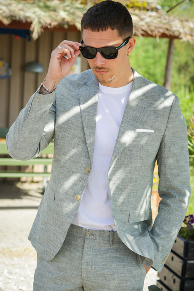 Blazer Jack & Jones Jprriviera - In Lino Beige, Taglio Relaxed Fit, Perfetto Per La Primavera, Look Casual Elegante