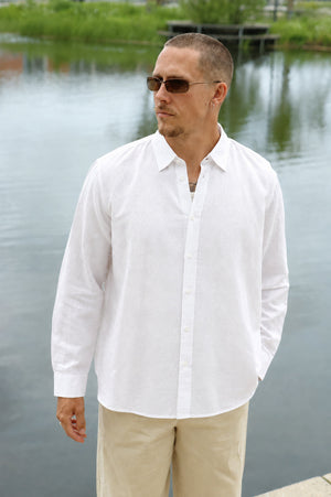 Selected Regclay Linenblend Shirt Bright White