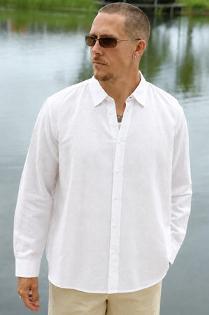 Selected Regclay Linenblend Shirt Bright White