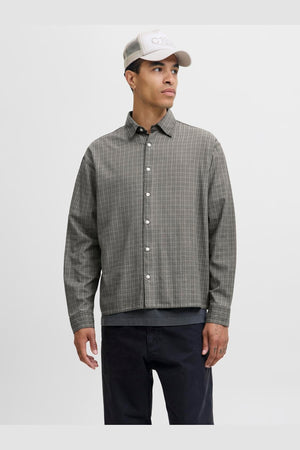 Jack & Jones Fade Overdyed Loose Fit LS Shirt Asphalt