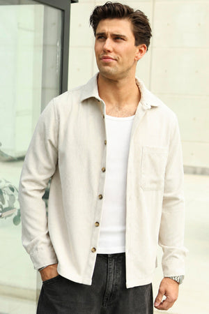 ONLY & SONS Tile Corduroy Shirt Pumice Stone