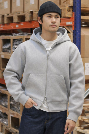 Jack & Jones Cover Scuba Sweat Zip Hood Light Grey Melange