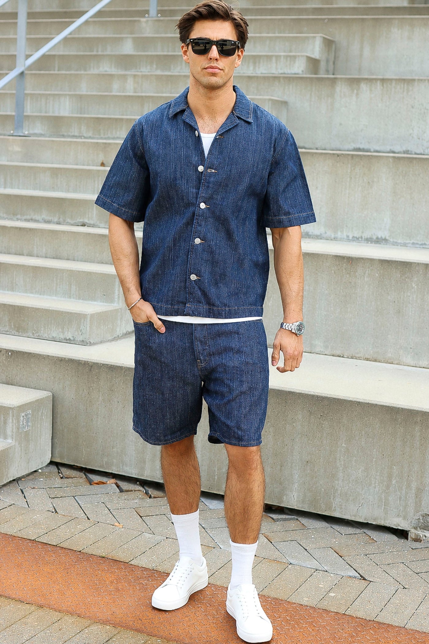 Only & Sons Fade Loose DB 7355 Tai Dnm Shorts Dark Blue Denim