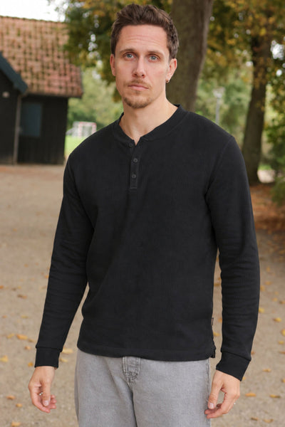 Jack & Jones Norrebro Henley Ls Tee Black