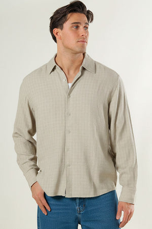 ONLY & SONS Latham LS Linen Structure Shirt Silver Lining