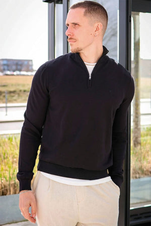 Clean Cut Copenhagen Claude Half-Zip Knit Black
