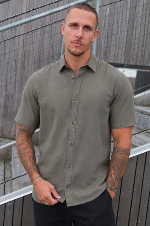 Jack & Jones Summer Shirt Linen Blend SS Dusty Olive