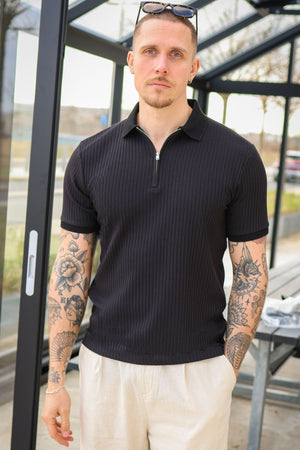 Selected Fave Structure Polo Black