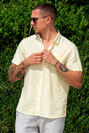Solid Allan SS Linen Shirt Anise Flower