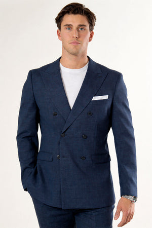Selected Oasis Linen DB Blazer Dark Navy