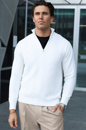 Kronstadt Carlo Cotton half zip knit Snow White