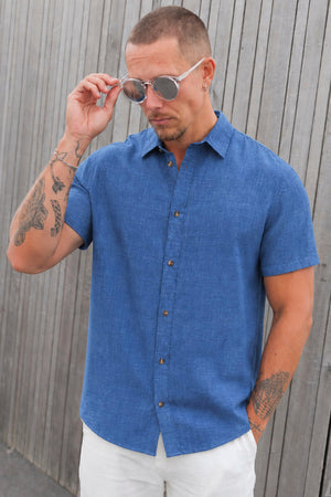 Jack & Jones Summer Shirt Linen Blend SS SN Navy Blazer