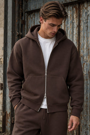 Jack & Jones Legacy Scuba Sweat Zip Hoodie Chocolate Torte